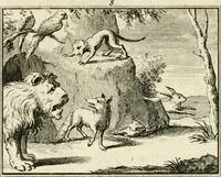 Picture 14 of 132 from Staat- en zedekundige zinneprenten, of, Leerzame fabelen (1731), leaf 75