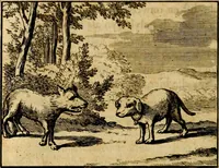 An illustration from Staat- en zedekundige zinneprenten, of, Leerzame fabelen : die van den Heere La Court speelswyze (1731)