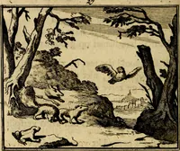 An illustration from Staat- en zedekundige zinneprenten, of, Leerzame fabelen : die van den Heere La Court speelswyze (1731)