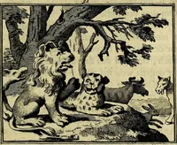 An illustration from Staat- en zedekundige zinneprenten, of, Leerzame fabelen : die van den Heere La Court speelswyze (1731)