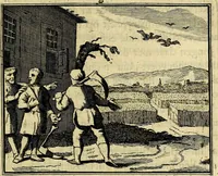 An illustration from Staat- en zedekundige zinneprenten, of, Leerzame fabelen : die van den Heere La Court speelswyze (1731)
