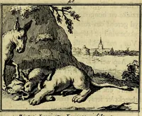 An illustration from Staat- en zedekundige zinneprenten, of, Leerzame fabelen : die van den Heere La Court speelswyze (1731)