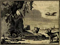An illustration from Staat- en zedekundige zinneprenten, of, Leerzame fabelen : die van den Heere La Court speelswyze (1731)