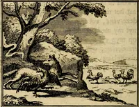 An illustration from Staat- en zedekundige zinneprenten, of, Leerzame fabelen : die van den Heere La Court speelswyze (1731)