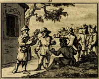 An illustration from Staat- en zedekundige zinneprenten, of, Leerzame fabelen : die van den Heere La Court speelswyze (1731)