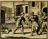 An illustration from Staat- en zedekundige zinneprenten, of, Leerzame fabelen : die van den Heere La Court speelswyze (1731)