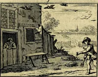An illustration from Staat- en zedekundige zinneprenten, of, Leerzame fabelen : die van den Heere La Court speelswyze (1731)