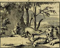 An illustration from Staat- en zedekundige zinneprenten, of, Leerzame fabelen : die van den Heere La Court speelswyze (1731)