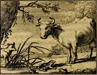 An illustration from Staat- en zedekundige zinneprenten, of, Leerzame fabelen : die van den Heere La Court speelswyze (1731)