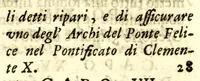 An illustration from Stato del Ponte Felice : rappresentato alli eminentissi[m]i e reverendissimi signori cardinali della S.C. dell' acque (1682)