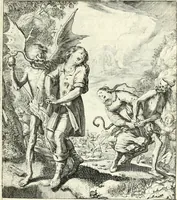 Picture 54 of 94 from Sterbensspiegel, das ist, Sonnenklare Vorstellung menschlicher Nichtigkeit durch alle Ständ und Geschlechter : vermitlest 60. dienstlicher Kupferblätteren, lehrzeicher Vberschrifften, und beweglicher zu vier stimmen aussgesetzter Todtengessängen (1650), leaf 104