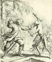 An illustration from Sterbensspiegel, das ist, Sonnenklare Vorstellung menschlicher Nichtigkeit durch alle Ständ und Geschlechter : vermitlest 60. dienstlicher Kupferblätteren, lehrzeicher Vberschrifften, und beweglicher zu vier stimmen aussgesetzter Todtengessängen (1650)