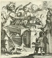 An illustration from Sterbensspiegel, das ist, Sonnenklare Vorstellung menschlicher Nichtigkeit durch alle Ständ und Geschlechter : vermitlest 60. dienstlicher Kupferblätteren, lehrzeicher Vberschrifften, und beweglicher zu vier stimmen aussgesetzter Todtengessängen (1650)