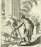 Picture 68 of 94 from Sterbensspiegel, das ist, Sonnenklare Vorstellung menschlicher Nichtigkeit durch alle Ständ und Geschlechter : vermitlest 60. dienstlicher Kupferblätteren, lehrzeicher Vberschrifften, und beweglicher zu vier stimmen aussgesetzter Todtengessängen (1650), leaf 122
