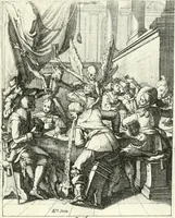 An illustration from Sterbensspiegel, das ist, Sonnenklare Vorstellung menschlicher Nichtigkeit durch alle Ständ und Geschlechter : vermitlest 60. dienstlicher Kupferblätteren, lehrzeicher Vberschrifften, und beweglicher zu vier stimmen aussgesetzter Todtengessängen (1650)