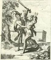 An illustration from Sterbensspiegel, das ist, Sonnenklare Vorstellung menschlicher Nichtigkeit durch alle Ständ und Geschlechter : vermitlest 60. dienstlicher Kupferblätteren, lehrzeicher Vberschrifften, und beweglicher zu vier stimmen aussgesetzter Todtengessängen (1650)