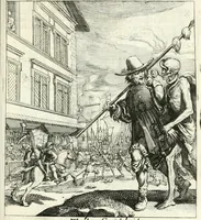 Picture 81 of 94 from Sterbensspiegel, das ist, Sonnenklare Vorstellung menschlicher Nichtigkeit durch alle Ständ und Geschlechter : vermitlest 60. dienstlicher Kupferblätteren, lehrzeicher Vberschrifften, und beweglicher zu vier stimmen aussgesetzter Todtengessängen (1650), leaf 138