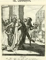 Picture 19 of 94 from Sterbensspiegel, das ist, Sonnenklare Vorstellung menschlicher Nichtigkeit durch alle Ständ und Geschlechter : vermitlest 60. dienstlicher Kupferblätteren, lehrzeicher Vberschrifften, und beweglicher zu vier stimmen aussgesetzter Todtengessängen (1650), leaf 51