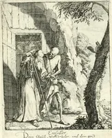 Picture 23 of 94 from Sterbensspiegel, das ist, Sonnenklare Vorstellung menschlicher Nichtigkeit durch alle Ständ und Geschlechter : vermitlest 60. dienstlicher Kupferblätteren, lehrzeicher Vberschrifften, und beweglicher zu vier stimmen aussgesetzter Todtengessängen (1650), leaf 56