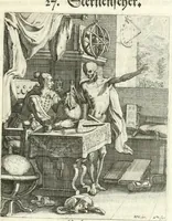 An illustration from Sterbensspiegel, das ist, Sonnenklare Vorstellung menschlicher Nichtigkeit durch alle Ständ und Geschlechter : vermitlest 60. dienstlicher Kupferblätteren, lehrzeicher Vberschrifften, und beweglicher zu vier stimmen aussgesetzter Todtengessängen (1650)