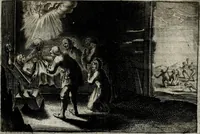 An illustration from Stichtelycke rymen, om te lesen ofte singhen. Onderscheyden in III deelen. Op nieuws over-sien en grootelijckx vermeerdert, oock de noten van druck-fauten ghecorrigeert, en verrijckt met vele copere figuren (1647)