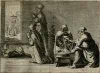 An illustration from Stichtelycke rymen, om te lesen ofte singhen. Onderscheyden in III deelen. Op nieuws over-sien en grootelijckx vermeerdert, oock de noten van druck-fauten ghecorrigeert, en verrijckt met vele copere figuren (1647)