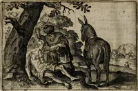 An illustration from Stichtelycke rymen, om te lesen ofte singhen. Onderscheyden in III deelen. Op nieuws over-sien en grootelijckx vermeerdert, oock de noten van druck-fauten ghecorrigeert, en verrijckt met vele copere figuren (1647)