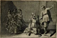 An illustration from Stichtelycke rymen, om te lesen ofte singhen. Onderscheyden in III deelen. Op nieuws over-sien en grootelijckx vermeerdert, oock de noten van druck-fauten ghecorrigeert, en verrijckt met vele copere figuren (1647)