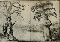 An illustration from Stichtelycke rymen, om te lesen ofte singhen. Onderscheyden in III deelen. Op nieuws over-sien en grootelijckx vermeerdert, oock de noten van druck-fauten ghecorrigeert, en verrijckt met vele copere figuren (1647)