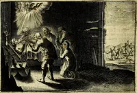 An illustration from Stichtelycke rymen, om te lesen ofte singhen. Onderscheyden in III deelen. Op nieuws over-sien en grootelijckx vermeerdert, oock de noten van druck-fauten ghecorrigeert, en verrijckt met vele copere figuren (1647)