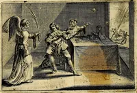 An illustration from Stichtelycke rymen, om te lesen ofte singhen. Onderscheyden in III deelen. Op nieuws over-sien en grootelijckx vermeerdert, oock de noten van druck-fauten ghecorrigeert, en verrijckt met vele copere figuren (1647)