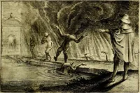 An illustration from Stichtelycke rymen, om te lesen ofte singhen. Onderscheyden in III deelen. Op nieuws over-sien en grootelijckx vermeerdert, oock de noten van druck-fauten ghecorrigeert, en verrijckt met vele copere figuren (1647)