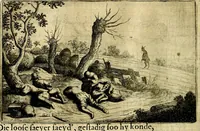 An illustration from Stichtelycke rymen, om te lesen ofte singhen. Onderscheyden in III deelen. Op nieuws over-sien en grootelijckx vermeerdert, oock de noten van druck-fauten ghecorrigeert, en verrijckt met vele copere figuren (1647)