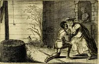 An illustration from Stichtelycke rymen, om te lesen ofte singhen. Onderscheyden in III deelen. Op nieuws over-sien en grootelijckx vermeerdert, oock de noten van druck-fauten ghecorrigeert, en verrijckt met vele copere figuren (1647)
