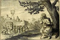 An illustration from Stichtelycke rymen, om te lesen ofte singhen. Onderscheyden in III deelen. Op nieuws over-sien en grootelijckx vermeerdert, oock de noten van druck-fauten ghecorrigeert, en verrijckt met vele copere figuren (1647)