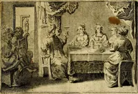 An illustration from Stichtelycke rymen, om te lesen ofte singhen. Onderscheyden in III deelen. Op nieuws over-sien en grootelijckx vermeerdert, oock de noten van druck-fauten ghecorrigeert, en verrijckt met vele copere figuren (1647)