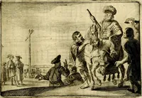 An illustration from Stichtelycke rymen, om te lesen ofte singhen. Onderscheyden in III deelen. Op nieuws over-sien en grootelijckx vermeerdert, oock de noten van druck-fauten ghecorrigeert, en verrijckt met vele copere figuren (1647)