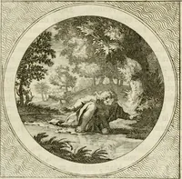 An illustration from Stichtelyke zinnebeelden : gepast of deugden en ondeugden, in LVII tafereelen vertoond (1767)