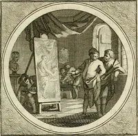 An illustration from Stichtelyke zinnebeelden : gepast of deugden en ondeugden, in LVII tafereelen vertoond (1767)