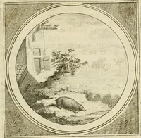 An illustration from Stichtelyke zinnebeelden : gepast of deugden en ondeugden, in LVII tafereelen vertoond (1767)