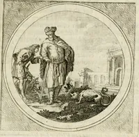 An illustration from Stichtelyke zinnebeelden : gepast of deugden en ondeugden, in LVII tafereelen vertoond (1767)