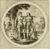 An illustration from Stichtelyke zinnebeelden : gepast of deugden en ondeugden, in LVII tafereelen vertoond (1767)