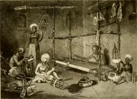 An illustration from The story of textiles; a bird's-eye view of the history of the beginning and the growth of the industry by which mankind is clothed (1912)