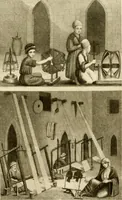 An illustration from The story of textiles; a bird's-eye view of the history of the beginning and the growth of the industry by which mankind is clothed (1912)