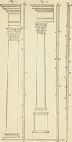 An illustration from The student's instructor in drawing and working : the five orders of architecture : fully explaining the best methods for striking regular and quirked mouldings, for diminishing and glueing of columns and capitals, for finding the true diameter of an order to any given height, for striking the ionic volute, circular or elliptical, with finished examples, on a large scale, of the orders, their planceers, etc. and some designs for door-cases (1837)