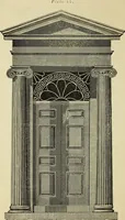 An illustration from The student's instructor in drawing and working : the five orders of architecture : fully explaining the best methods for striking regular and quirked mouldings, for diminishing and glueing of columns and capitals, for finding the true diameter of an order to any given height, for striking the ionic volute, circular or elliptical, with finished examples, on a large scale, of the orders, their planceers, etc. and some designs for door-cases (1837)