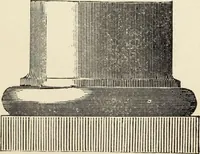 An illustration from The student's instructor in drawing and working : the five orders of architecture : fully explaining the best methods for striking regular and quirked mouldings, for diminishing and glueing of columns and capitals, for finding the true diameter of an order to any given height, for striking the ionic volute, circular or elliptical, with finished examples, on a large scale, of the orders, their planceers, etc. and some designs for door-cases (1837)