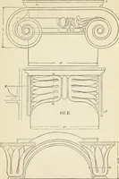 An illustration from The student's instructor in drawing and working : the five orders of architecture : fully explaining the best methods for striking regular and quirked mouldings, for diminishing and glueing of columns and capitals, for finding the true diameter of an order to any given height, for striking the ionic volute, circular or elliptical, with finished examples, on a large scale, of the orders, their planceers, etc. and some designs for door-cases (1837)