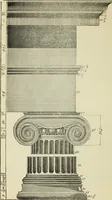An illustration from The student's instructor in drawing and working : the five orders of architecture : fully explaining the best methods for striking regular and quirked mouldings, for diminishing and glueing of columns and capitals, for finding the true diameter of an order to any given height, for striking the ionic volute, circular or elliptical, with finished examples, on a large scale, of the orders, their planceers, etc. and some designs for door-cases (1837)