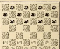 An illustration from Sturges' guide to the game of draughts, with critical situations; (1895)
